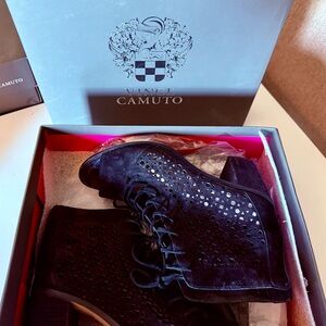 Bundle: 3 Pairs of Vince Camuto Trevan Suede Perforated Lace Up Heeled Booties
